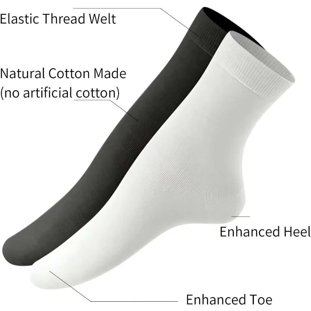 Women's White 6 Pairs Casual Cotton Crew Knit Imported Dress Socks